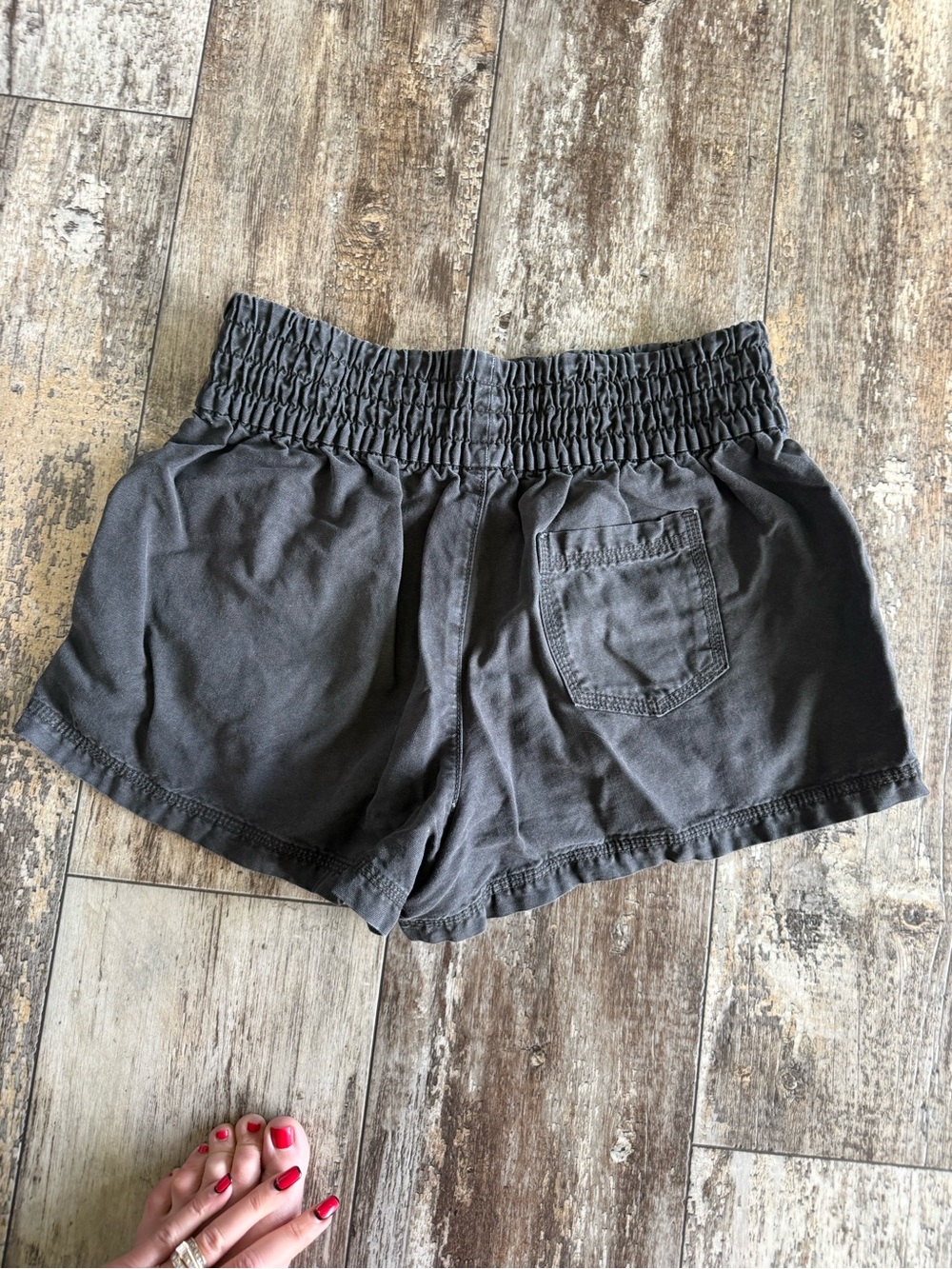 2 for $30: Aerie black/gray smocked waist pull-on casual babewatch shorts pocket - Picture 7 of 7